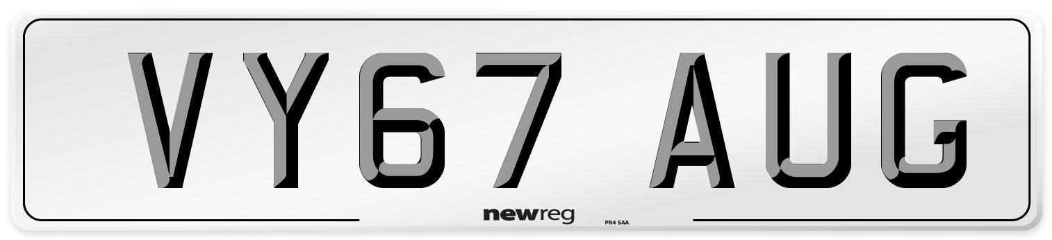 VY67 AUG Number Plate from New Reg